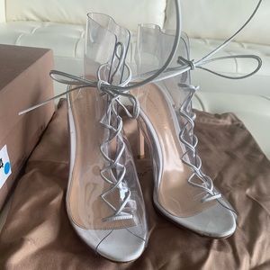 Gianvito Rossi clear and white heels